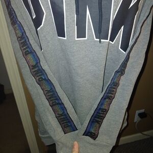 HTF PINK Victoria's Secret Cowl Neck Shimmer Rainbow Vinyl Sleeves